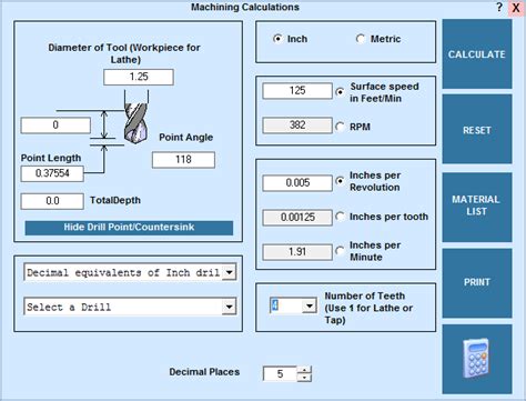 Free CNC Speeds and Feeds Calculator .